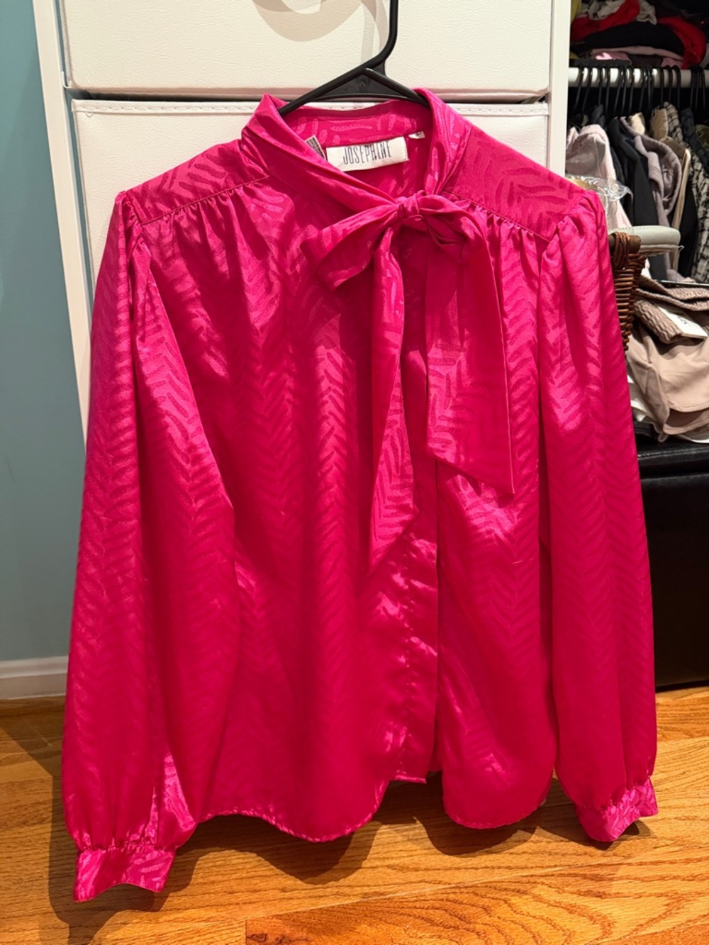 Josephine Fuchsia Satin Bow Neck Blouse